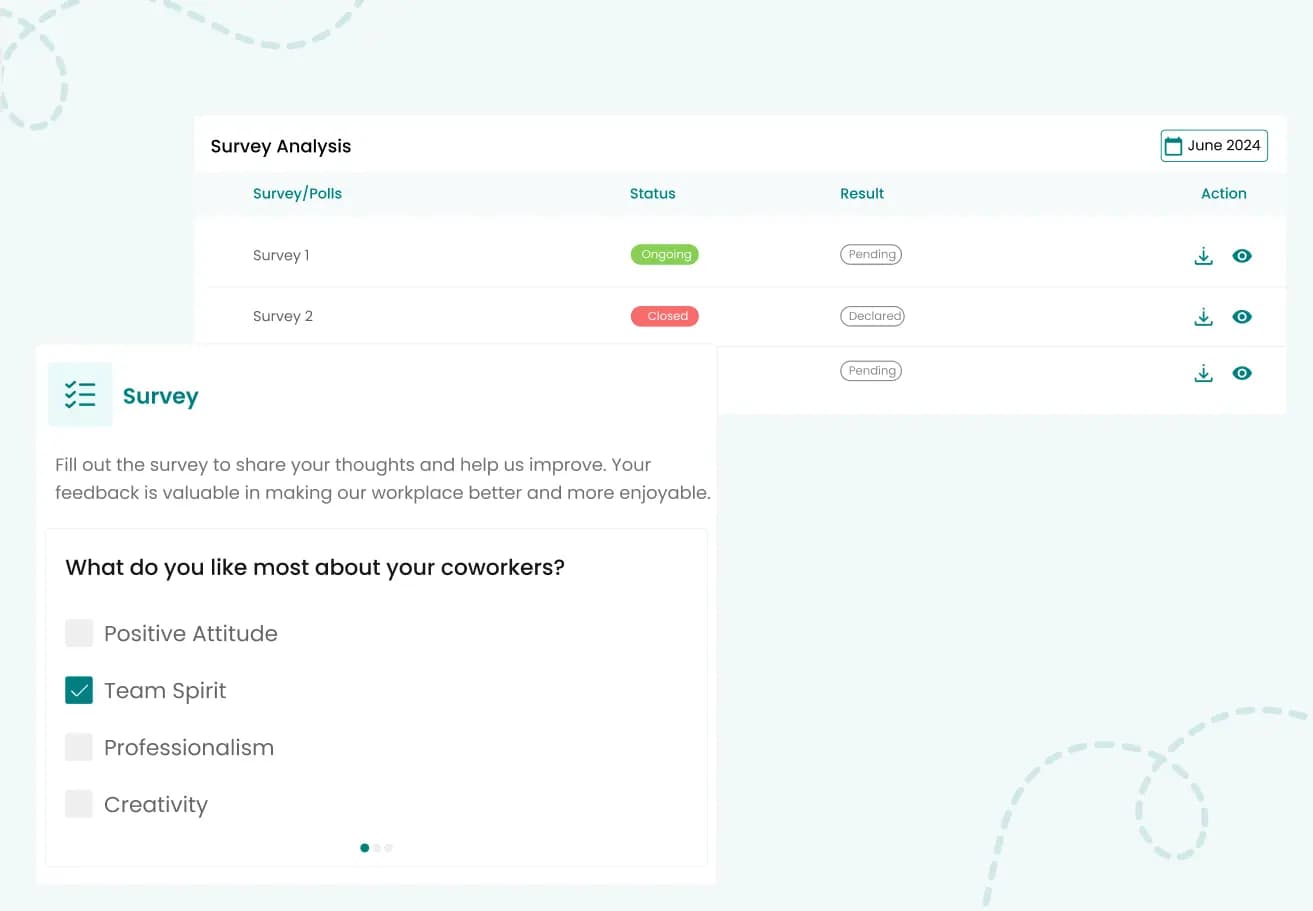 Custom surveys illustration | Engage HRMS